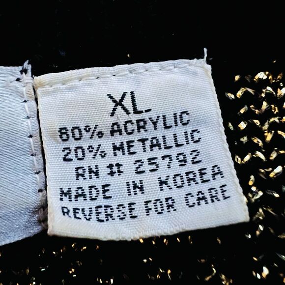 Vintage Maurada Gold & Black Metallic Shimmery Long Cardigan Sweater - XL - Picture 11 of 12
